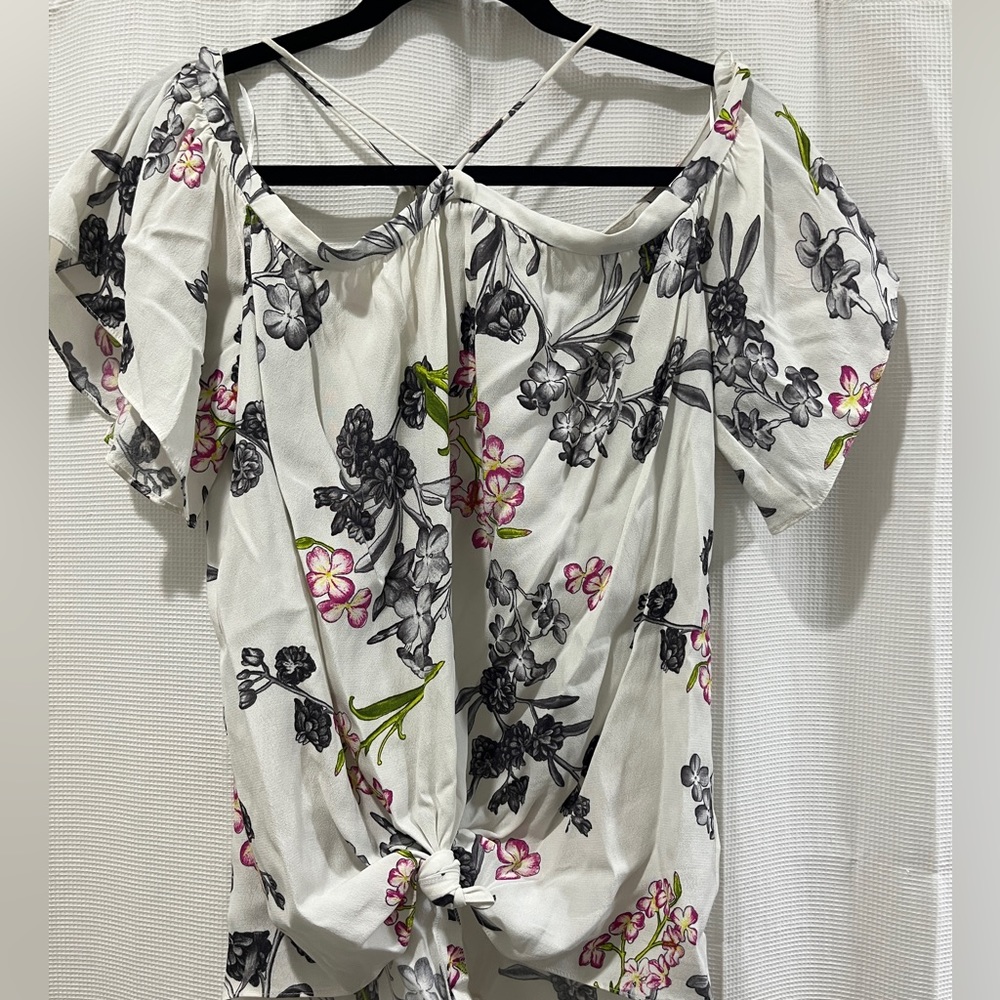 Tie bottom off the shoulder shirt
